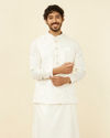 Warm White Bagh Patterned Nehru Jacket